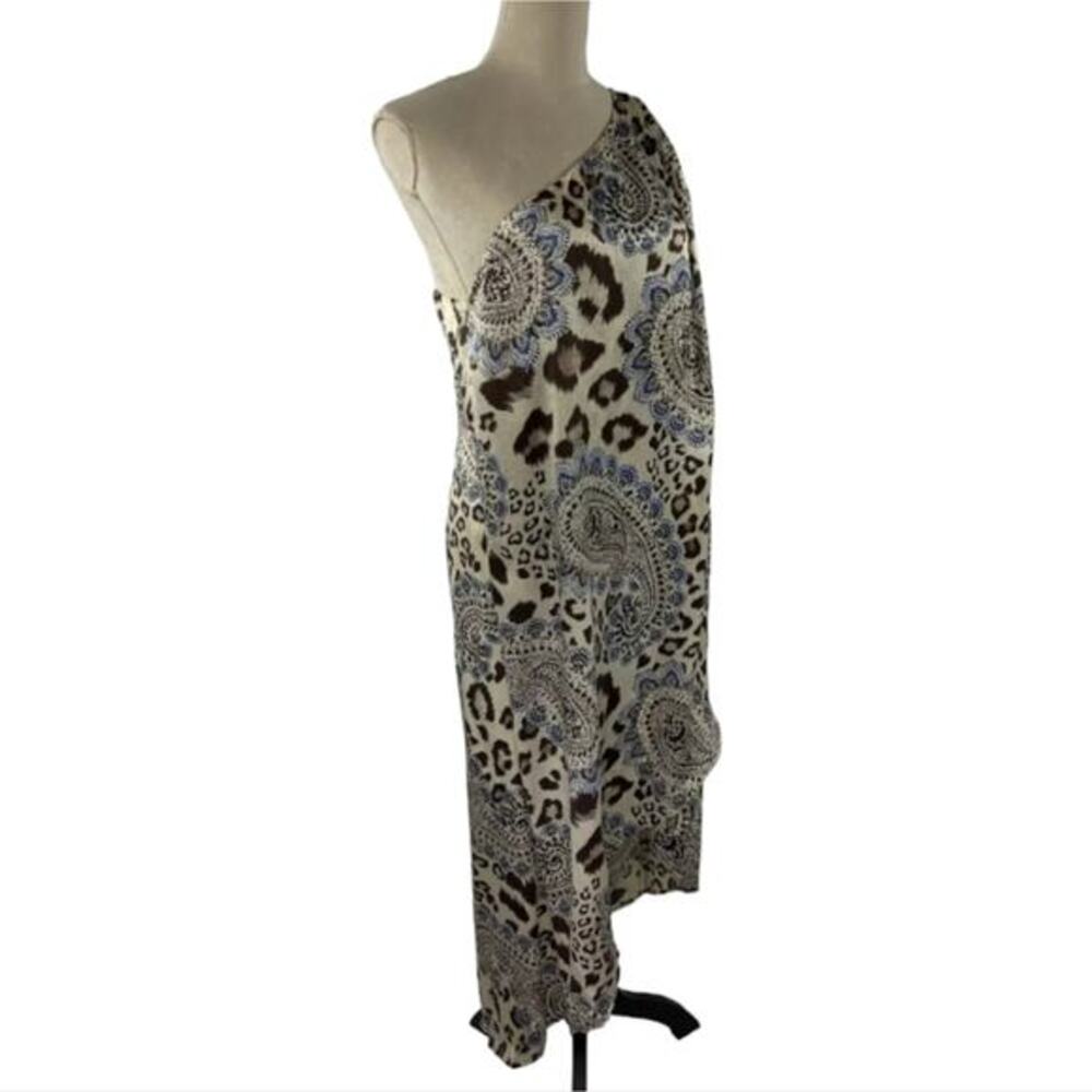 Tommy Bahama Cub One Shoulder Dress Cream Leopard Animal Print Paisley Silk‎ 4 - Picture 3 of 7